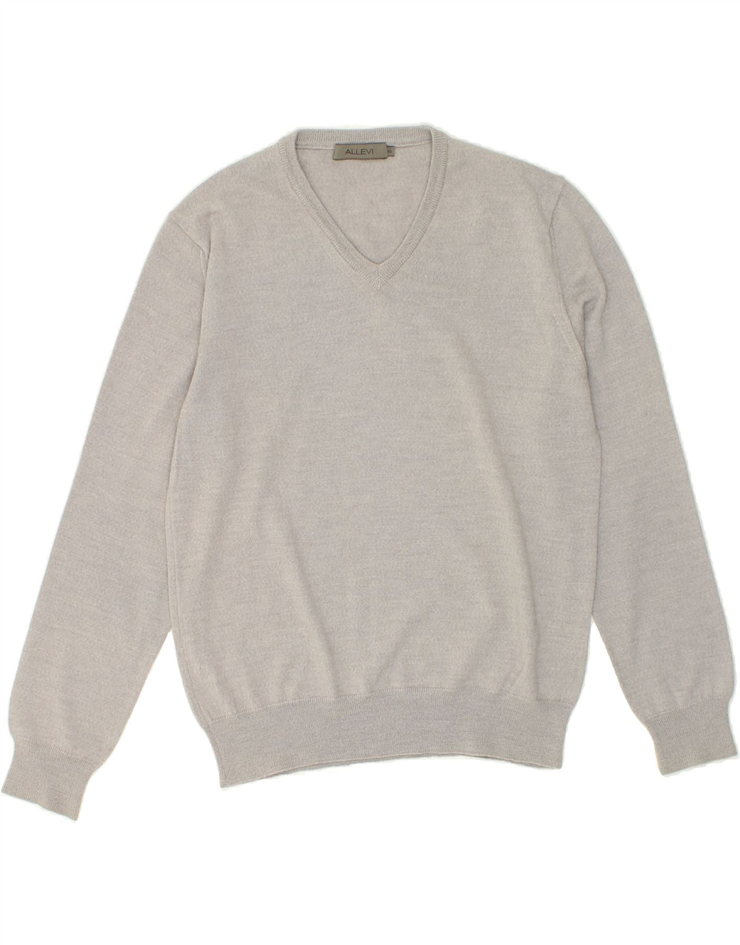 GIORGIO ALLEVI Mens V-Neck Jumper Sweater IT 50 Medium Grey Virgin Wool Vintage Giorgio Allevi and Second-Hand Giorgio Allevi from Messina Hembry 