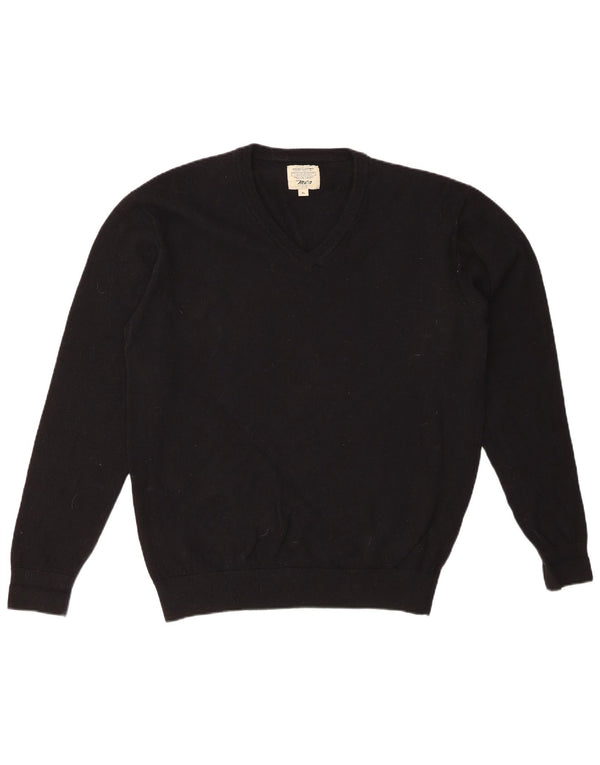 MARLBORO CLASSICS Mens V-Neck Jumper Sweater XL Black Wool