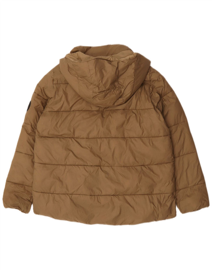 Damska kurtka z kapturem, oversize, wyściełana Zara UK 14, średni beż, nylon