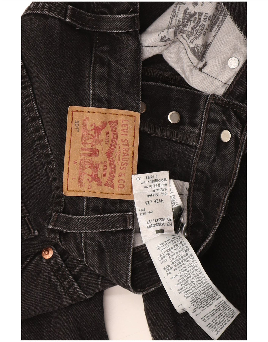 Damskie dżinsy Levi's 501 Straight W26 L28 Czarna bawełna