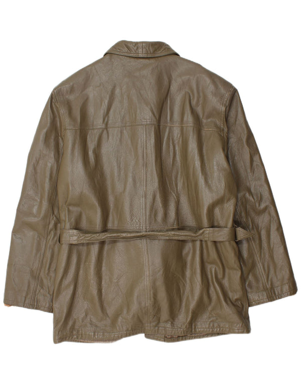 Vintage męska kurtka skórzana UK 40 duża skóra khaki