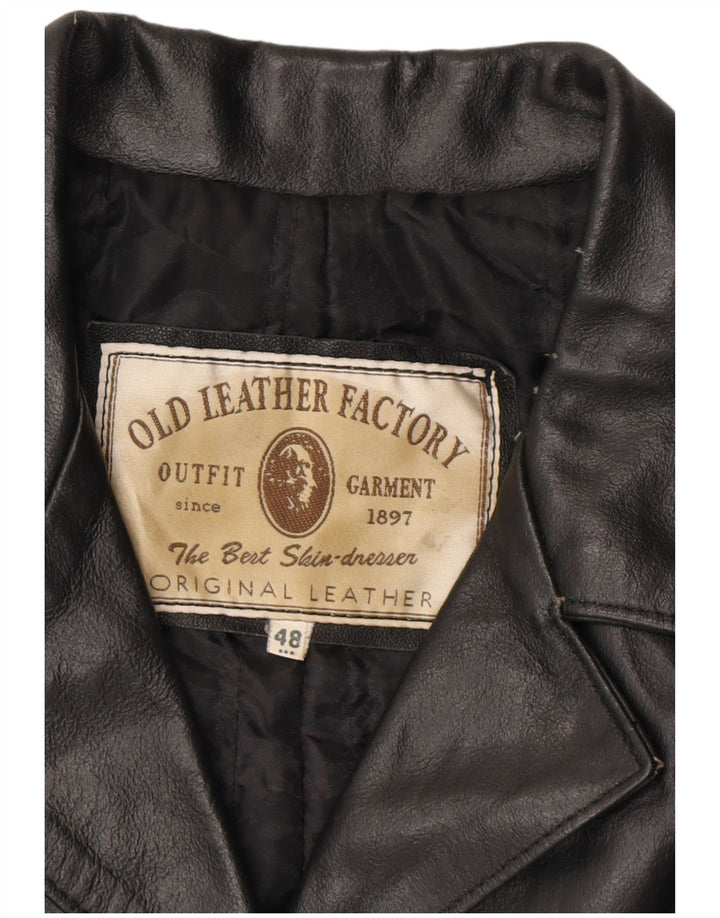 Damski płaszcz skórzany VINTAGE IT 48 XL Czarna skóra