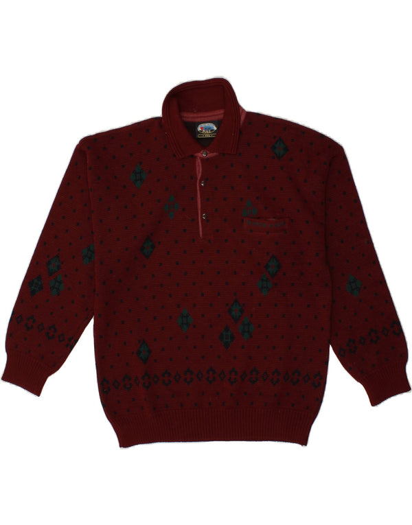 Męski sweter polo NORTH POLE 2XL Burgundowy Argyle/Diament