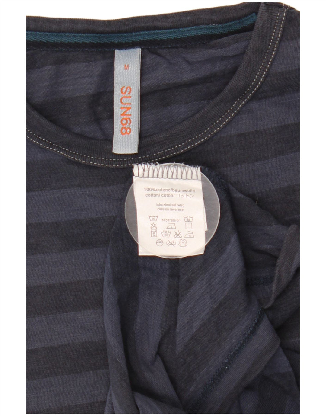 T-shirt męski SUN68, bawełniany, średni, granatowy w paski