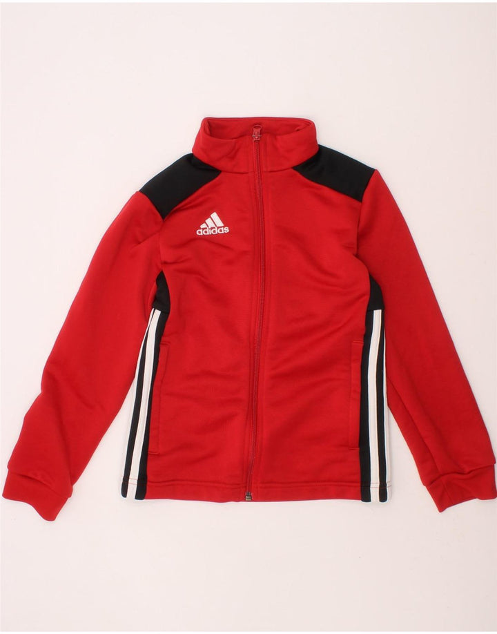 ADIDAS Boys Tracksuit Top Jacket 7-8 Years Red Colourblock Polyester Vintage Adidas and Second-Hand Adidas from Messina Hembry 