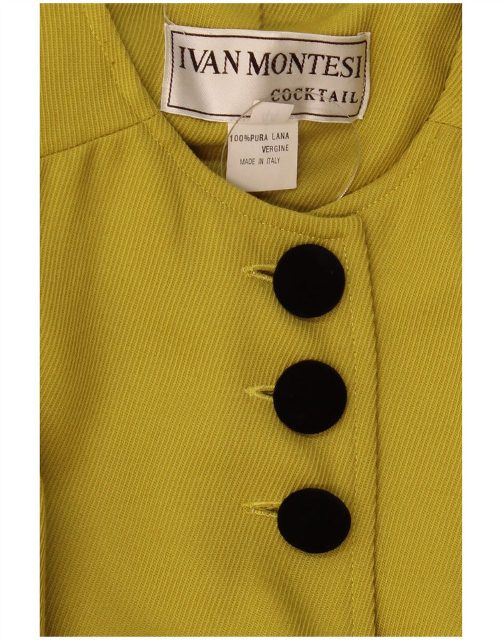 Vintage damski płaszcz oversize IT 44 średni żółty wełniany