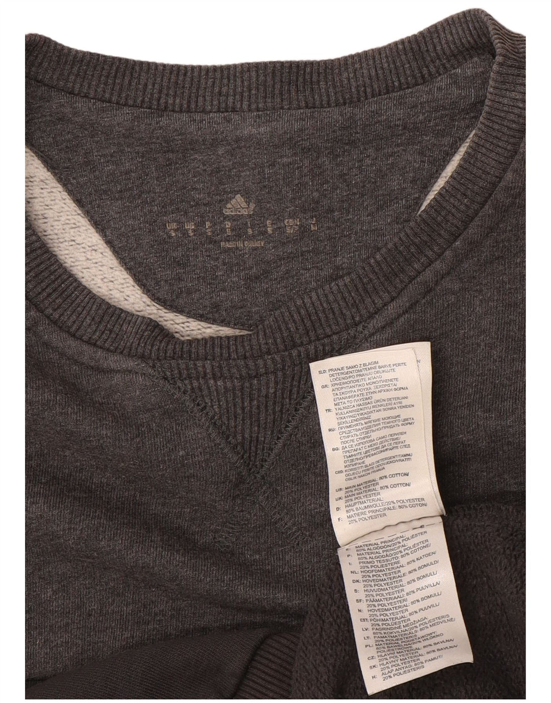 Adidas Męska bluza z grafiką, mała, szara, bawełniana