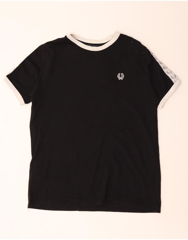 Męska koszulka z grafiką Fred Perry Top, bawełniana, w kolorze średniej czerni