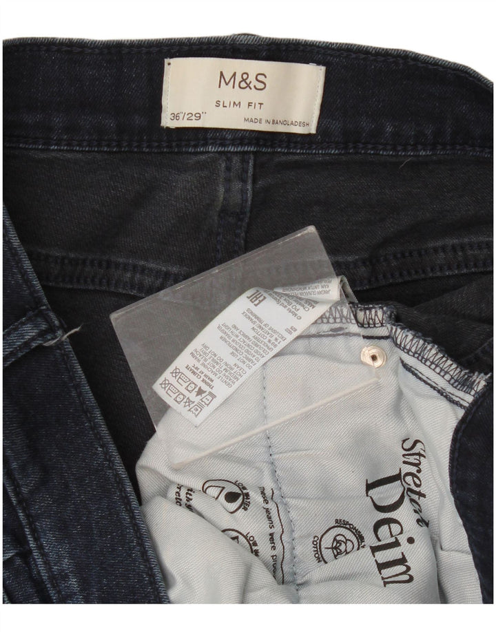 Marks & Spencer Męskie jeansy slim W36 L29 Granatowe, bawełniane