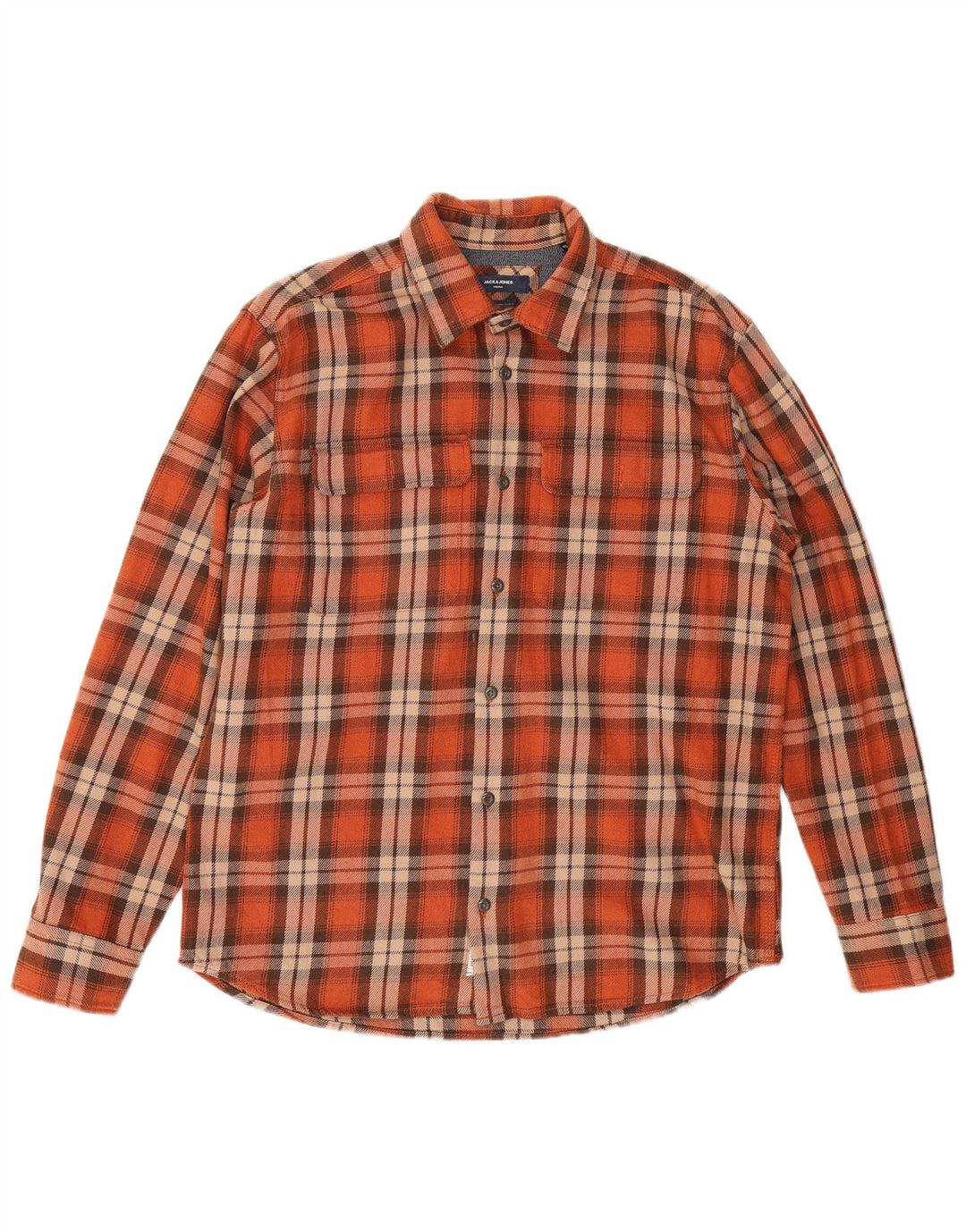 Męska koszula flanelowa Jack & Jones XL, bawełniana w pomarańczową kratkę