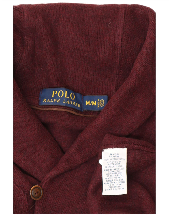 POLO RALPH LAUREN Męski sweter z szalowym dekoltem, średniej wielkości bordowa bawełna