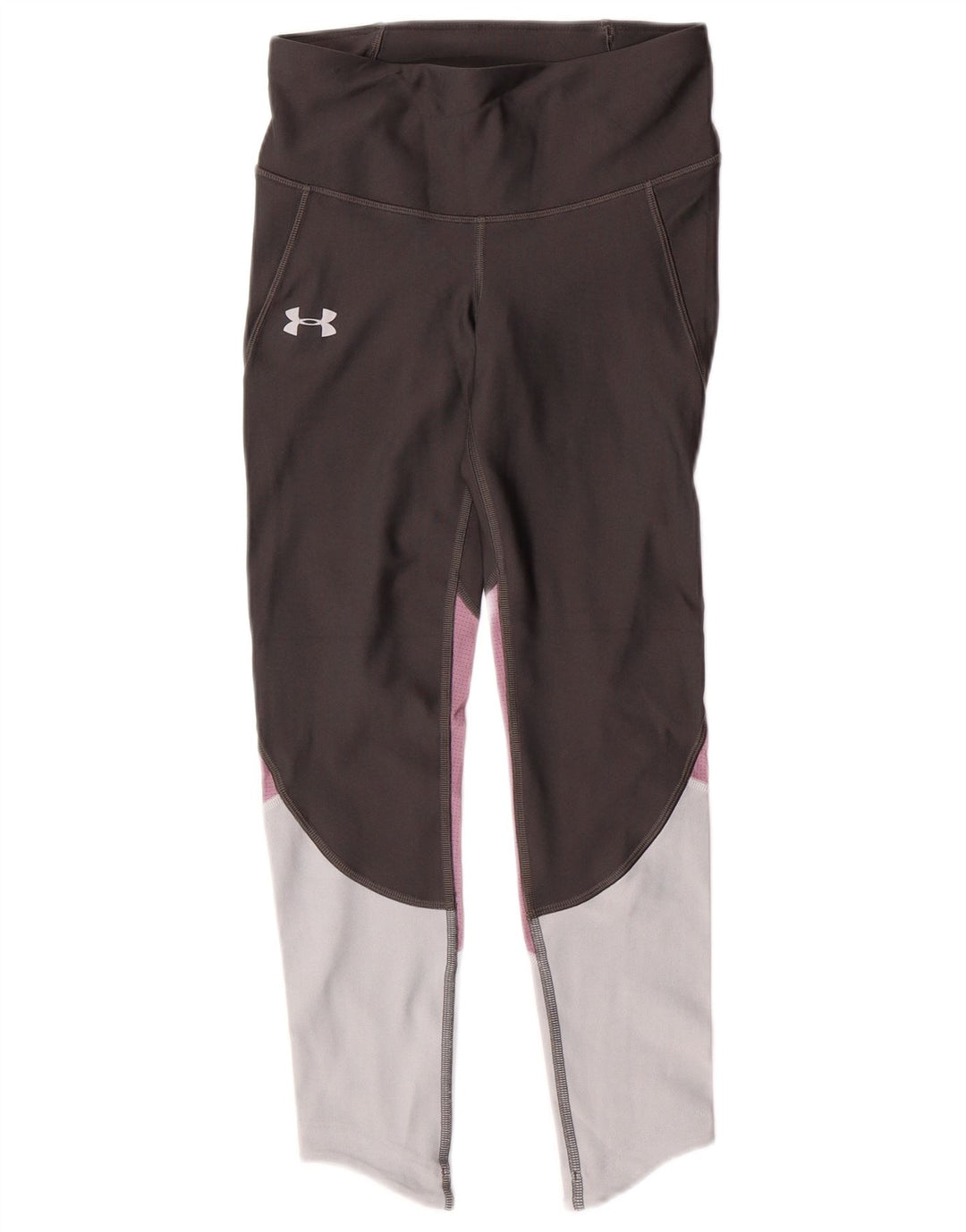 Damskie legginsy UNDER ARMOUR Heat Gear UK 8, małe, szare, z blokami kolorów
