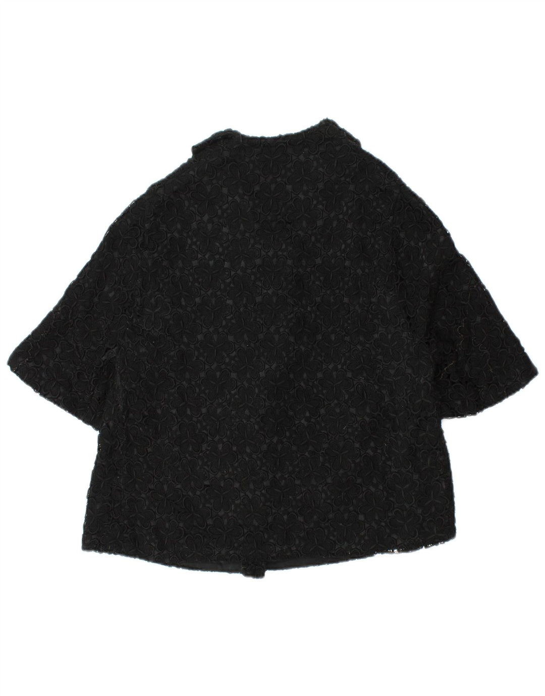 Damska marynarka z krótkim rękawem VINTAGE UK 12, średnia czarna w kwiaty