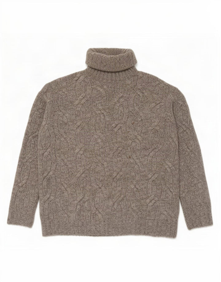 Marks & Spencer Damski sweter oversize z golfem, UK 10, mały, szary