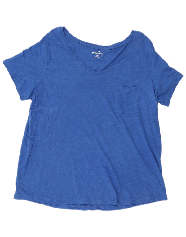 EDDIE BAUER Womens T-Shirt Top UK 20 2XL Blue Flecked Cotton