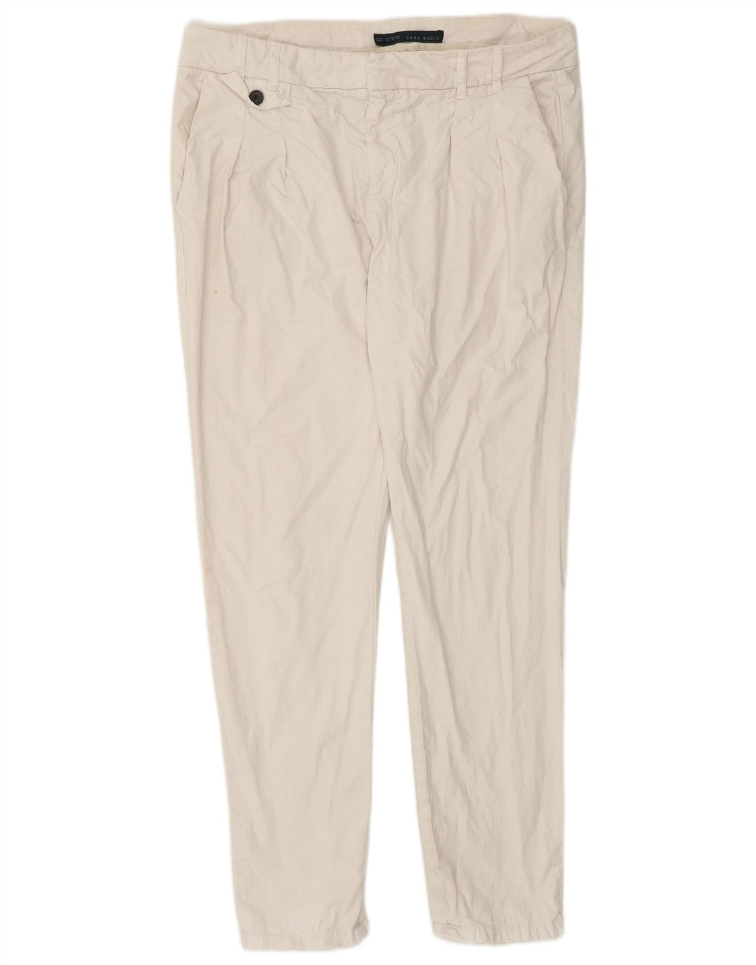 Spodnie damskie Zara Slim Chino, średnie W32 L30, biała bawełna