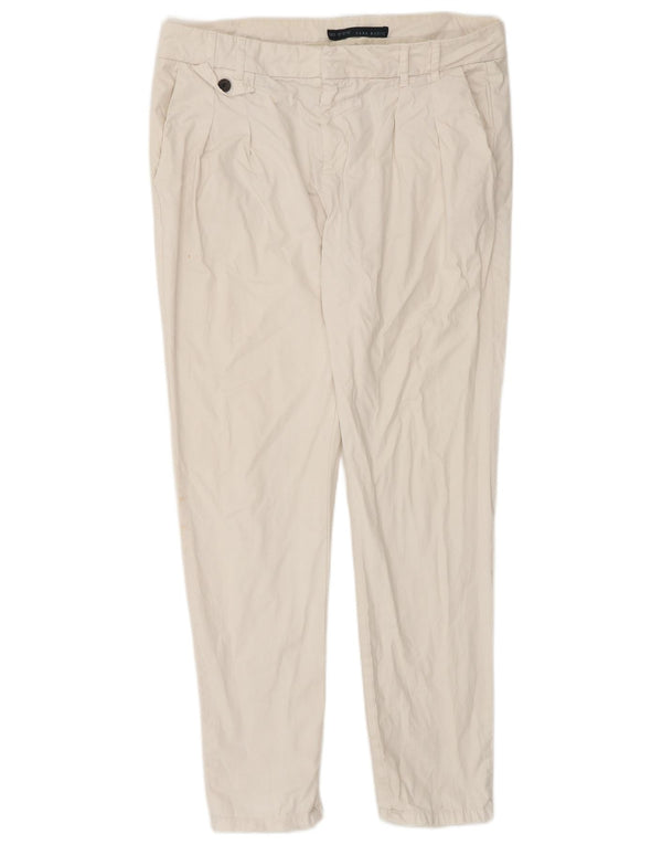 Spodnie damskie Zara Slim Chino, średnie W32 L30, biała bawełna