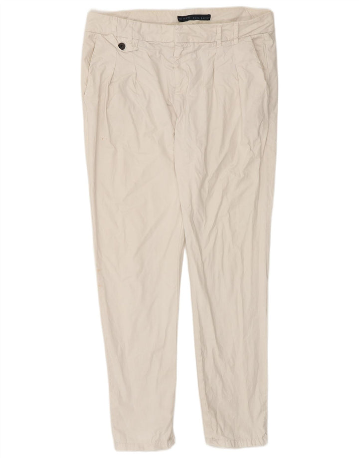Spodnie damskie Zara Slim Chino, średnie W32 L30, biała bawełna