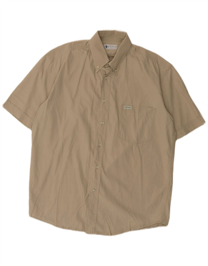 Męska koszula z krótkim rękawem Sergio Tacchini, duża, bawełniana w kolorze khaki