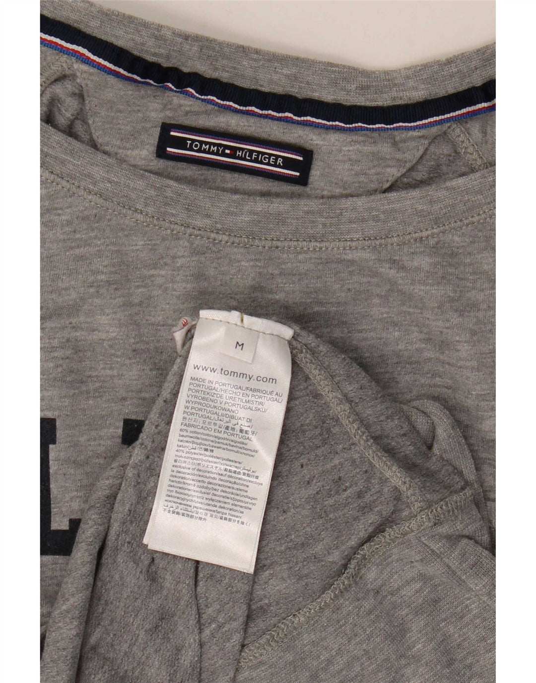 Damski top graficzny Tommy Hilfiger z długim rękawem UK 14, średnioszary, bawełniany