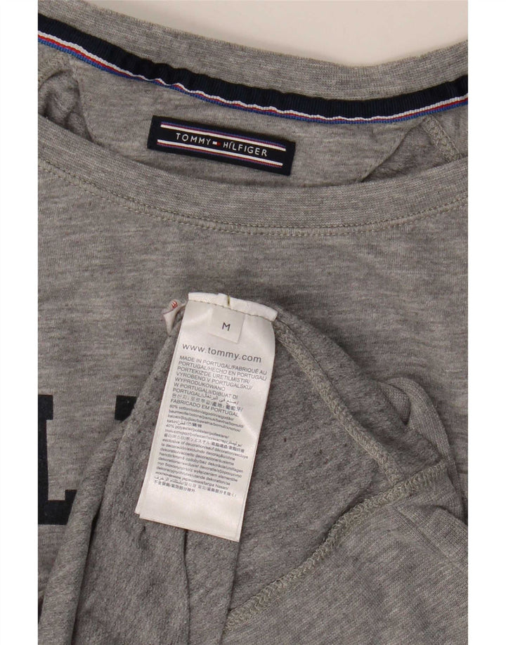 Damski top graficzny Tommy Hilfiger z długim rękawem UK 14, średnioszary, bawełniany