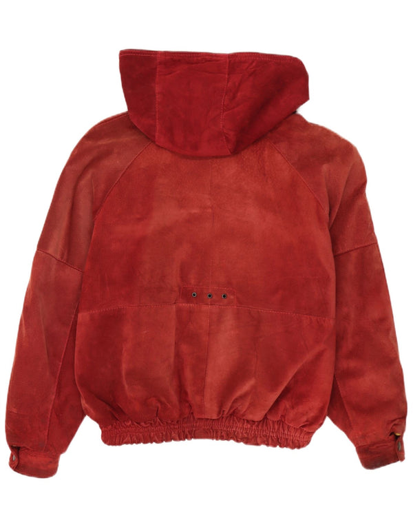 Vintage męska kurtka wiatrówka z kapturem o luźnym kroju UK 38 Medium Burgundy