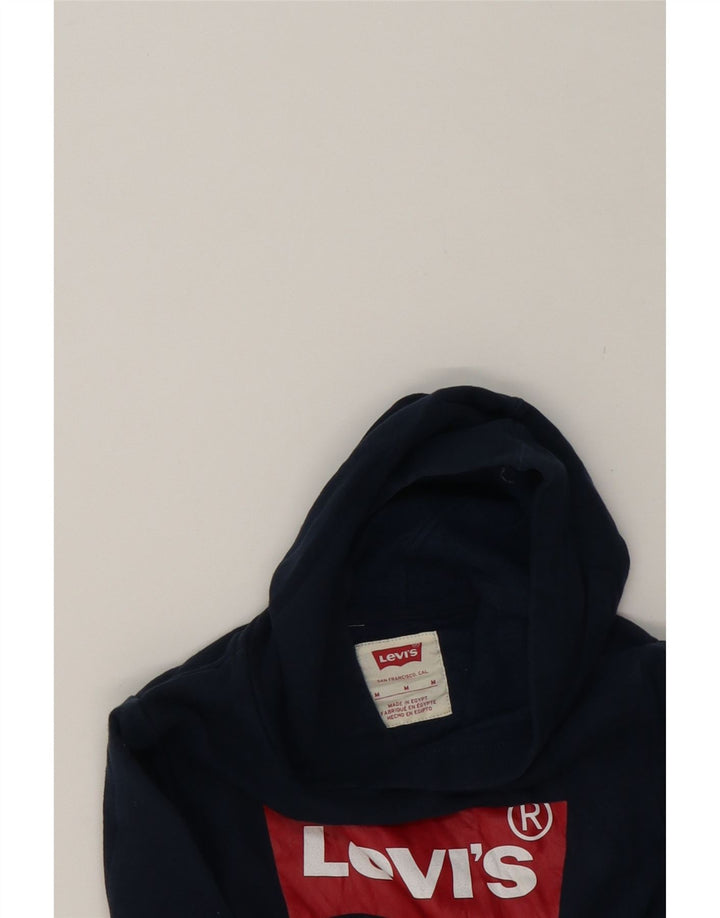 LEVI'S Boys Graphic Hoodie Jumper 7-8 Years Medium Navy Blue Cotton Vintage Levi's and Second-Hand Levi's from Messina Hembry 