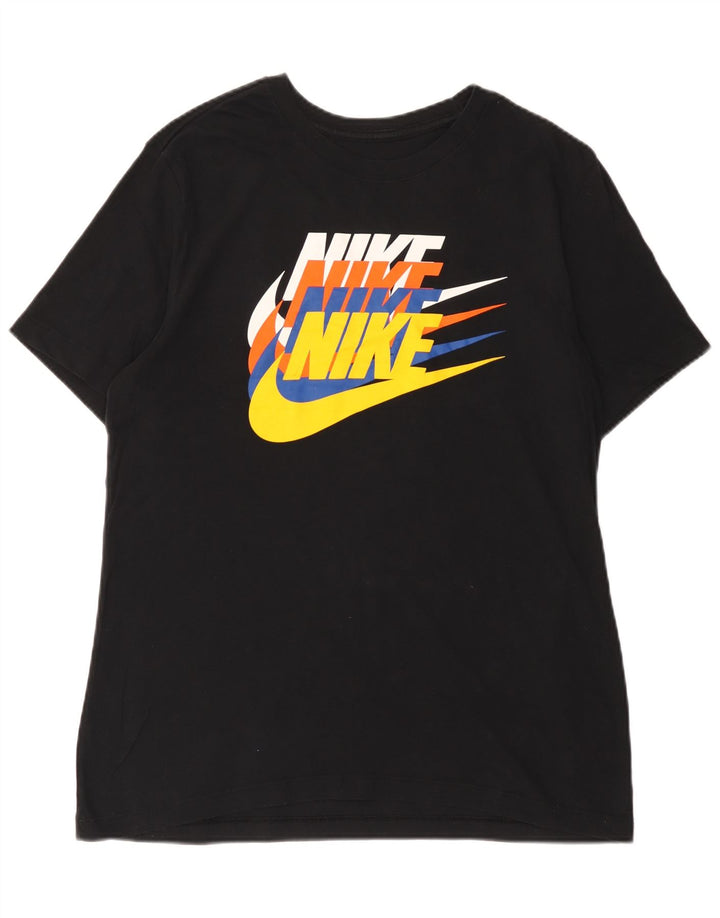 Męski T-shirt z grafiką Nike, duży, czarny, bawełniany