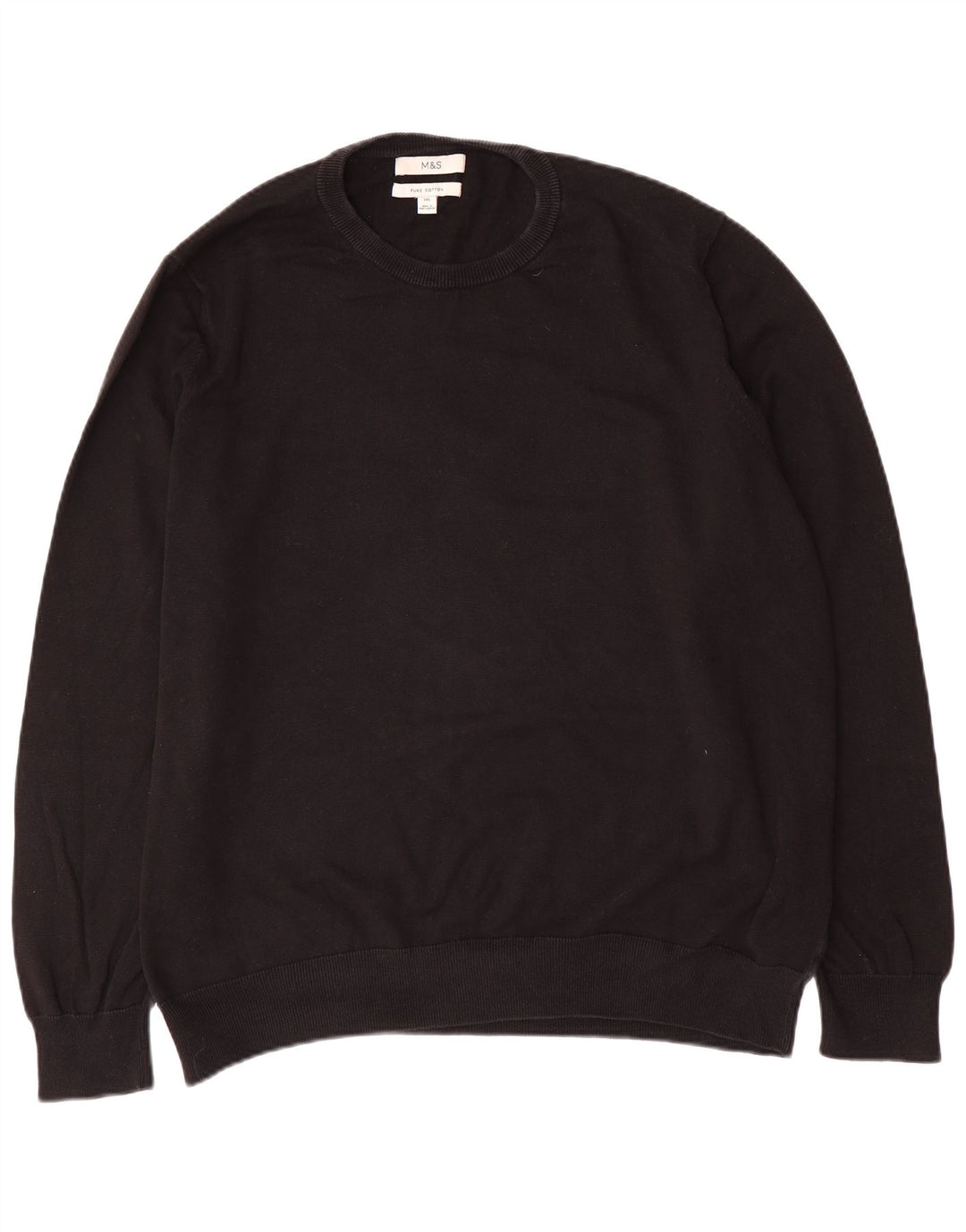 Marks & Spencer Męski sweter z okrągłym dekoltem, 3XL, czarny, bawełniany
