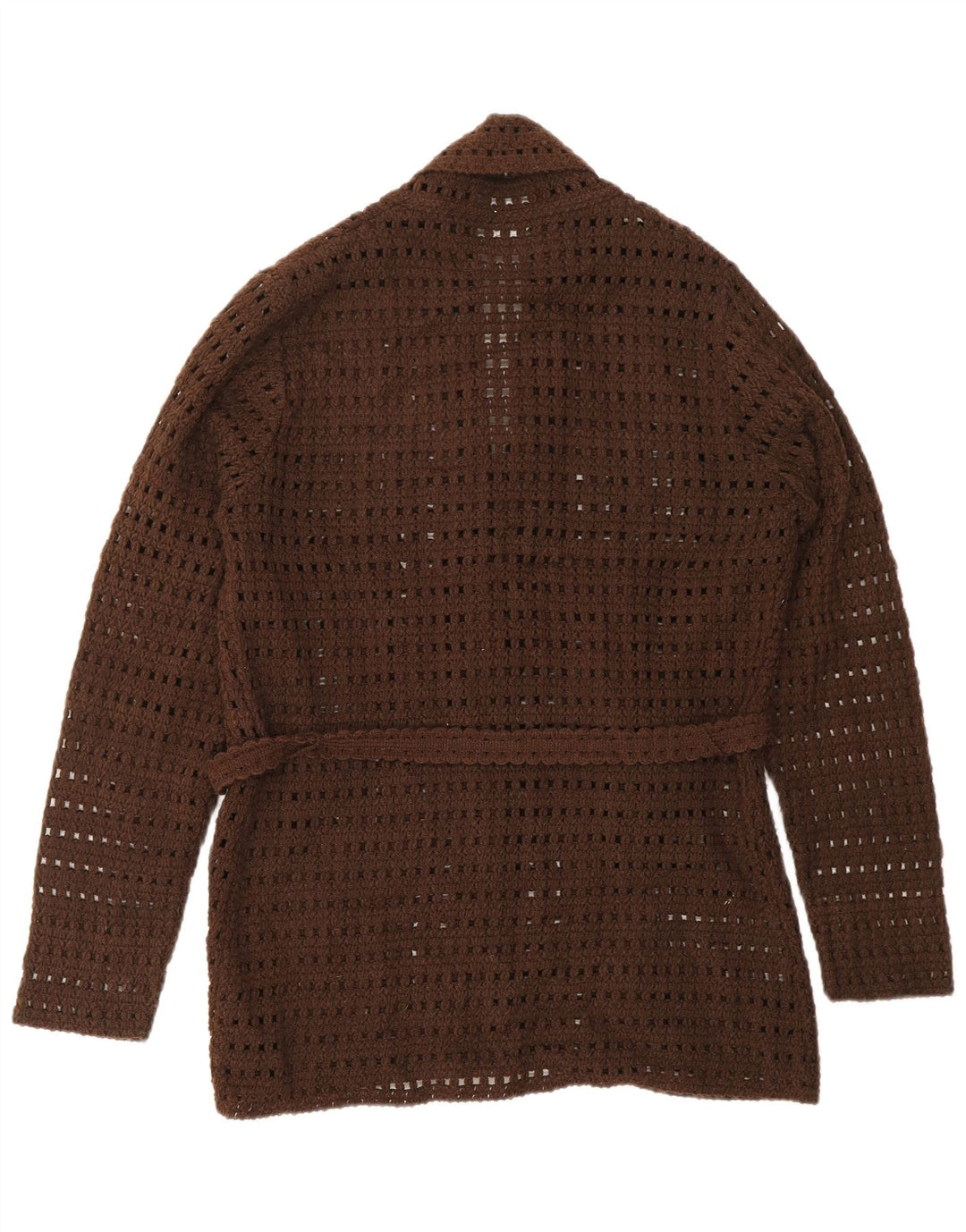 Sweter damski na szydełku VINTAGE UK 14, duży, brązowy akryl