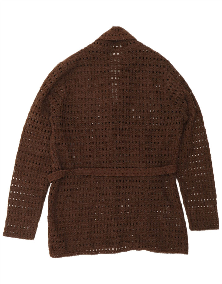 Sweter damski na szydełku VINTAGE UK 14, duży, brązowy akryl