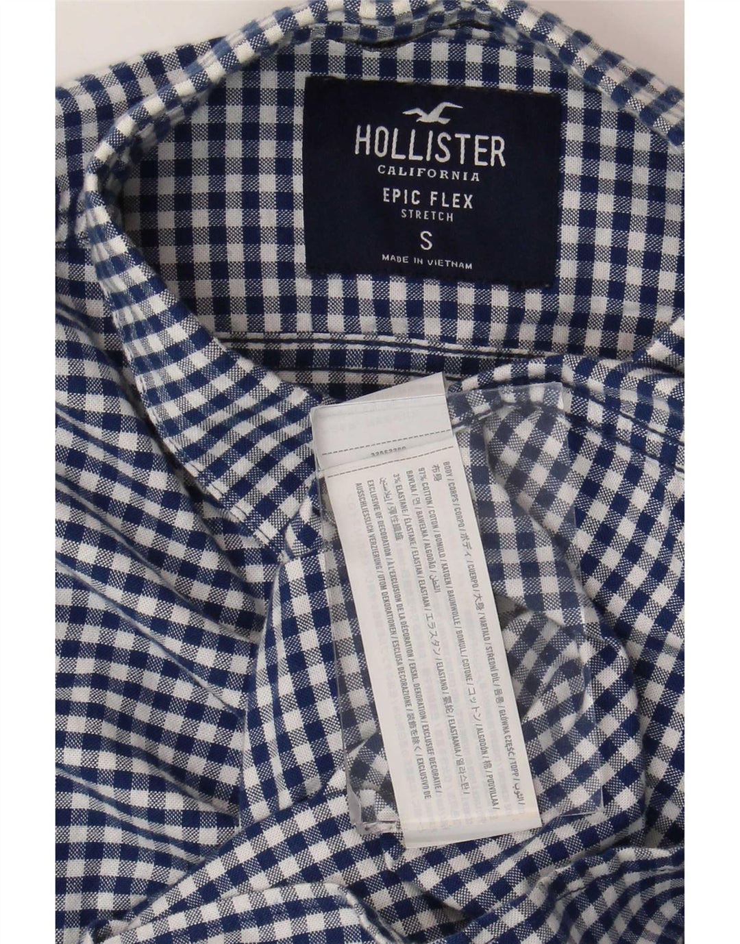 Koszula męska Hollister, mała, niebieska bawełniana kratka