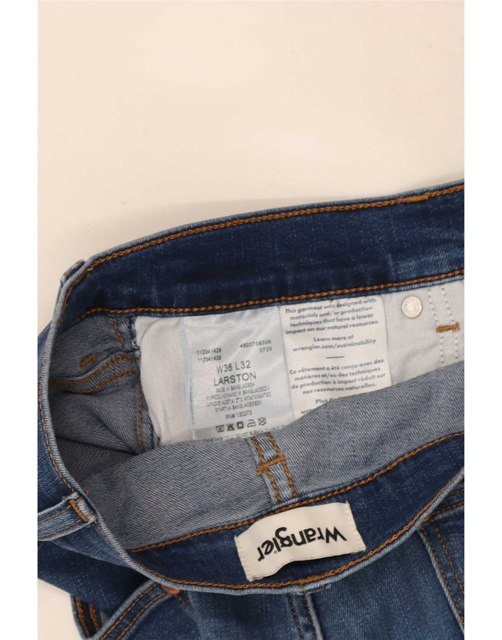 Wrangler Męskie Larston Slim Jeans W36 L32 Niebieskie bawełniane