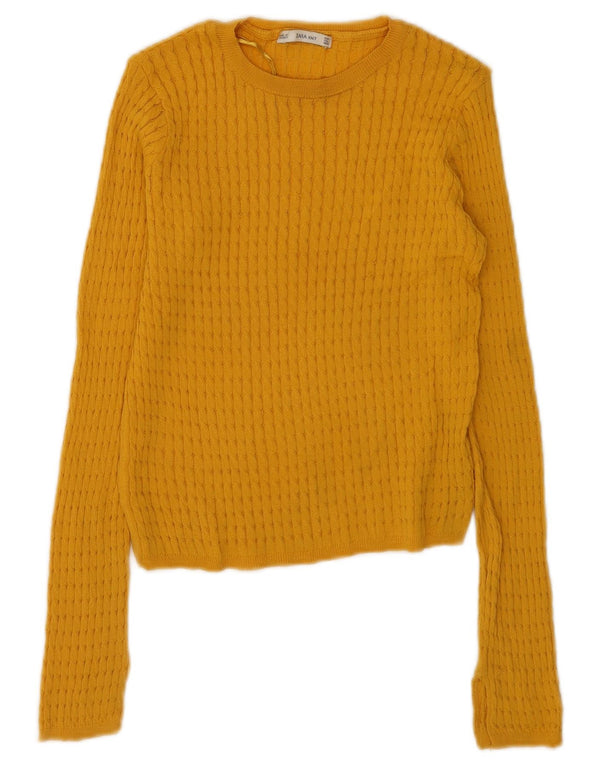 Damski sweter Zara Crop Boat Neck Sweter UK 10 Small Żółta wiskoza