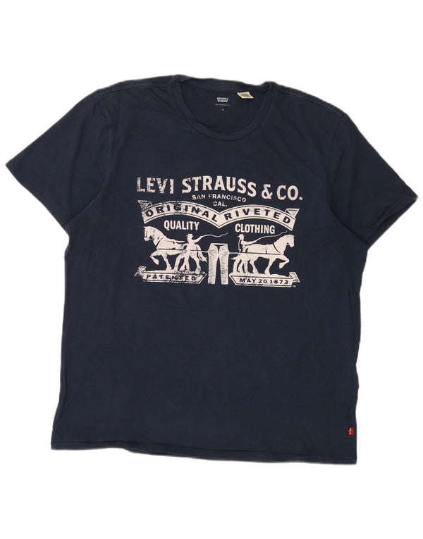 Męska koszulka z grafiką Levi's Top XL, granatowa, bawełniana