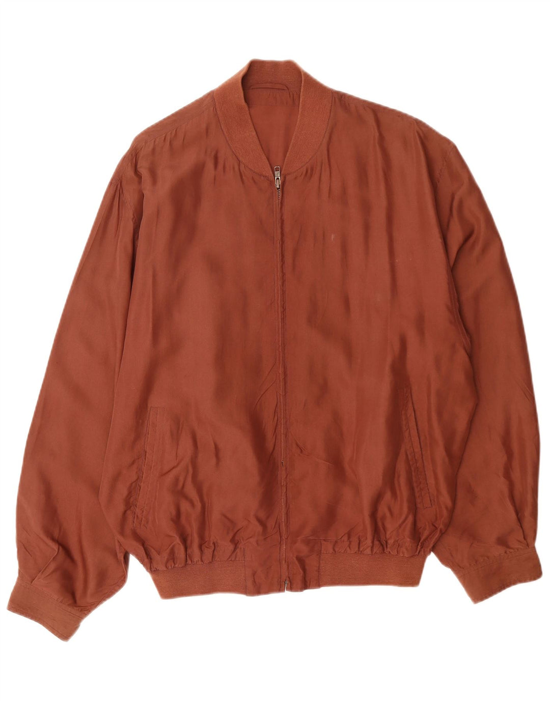 Męska kurtka bomberka VINTAGE UK 40, duża, brązowa, jedwabna