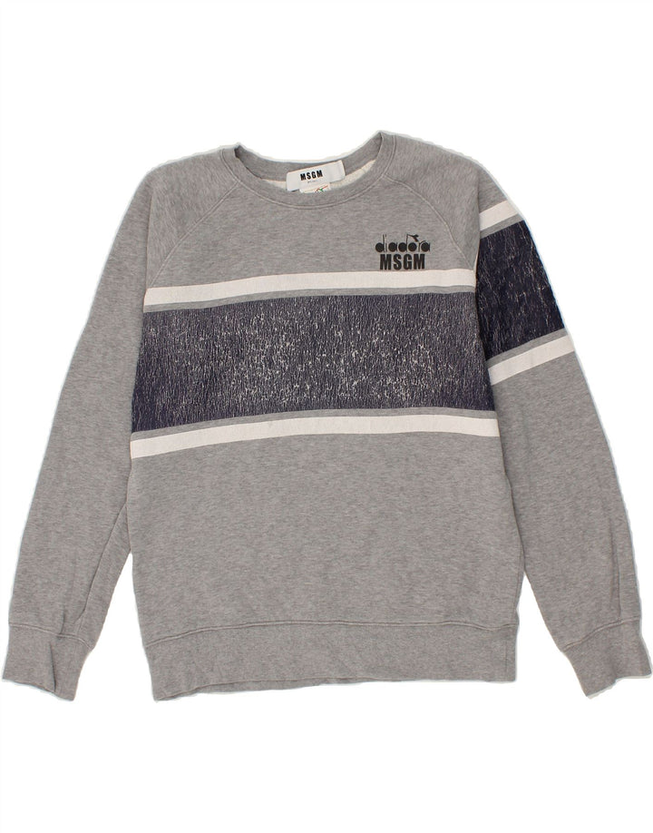 DIADORA Womens Milano Sweatshirt Jumper UK 14 Medium Grey Colourblock Vintage Diadora and Second-Hand Diadora from Messina Hembry 