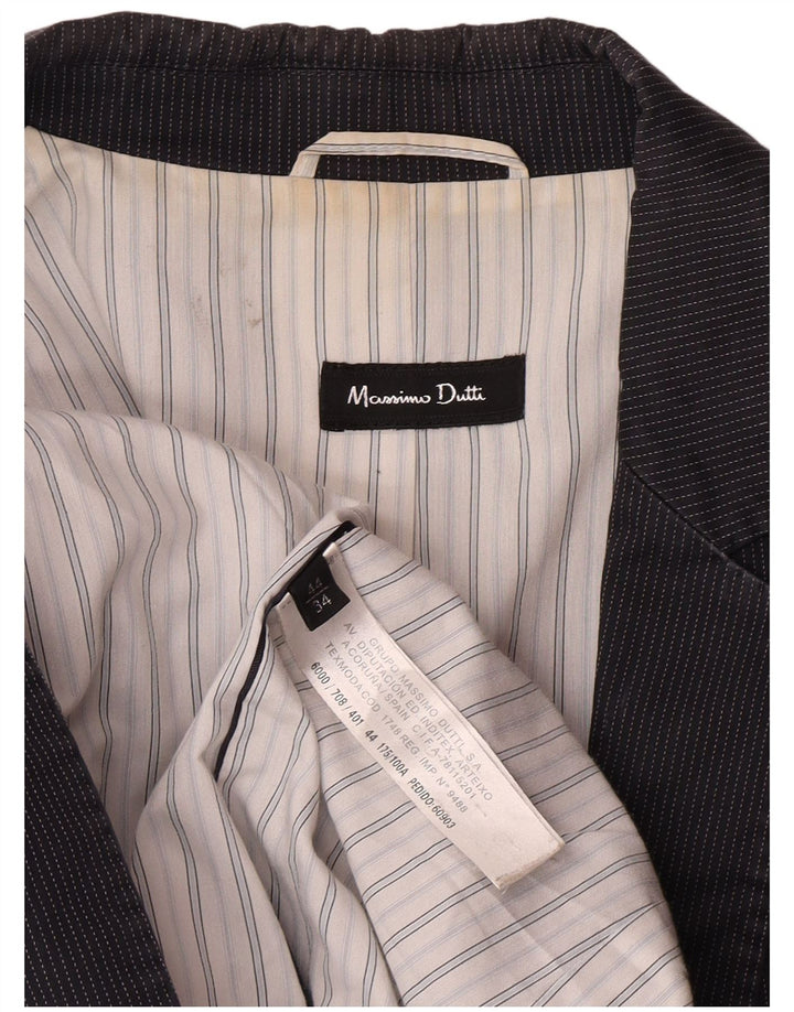 Damska marynarka Massimo Dutti zapinana na 1 guzik EU 44 XL, granatowa, w prążki