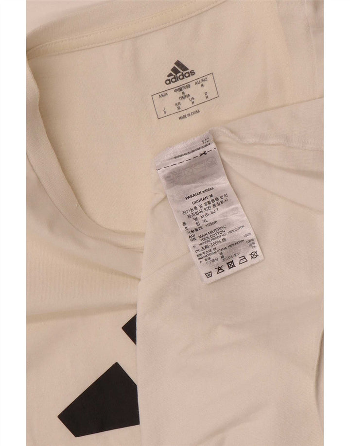 Męska koszulka z grafiką Adidas, średnia, biała bawełna