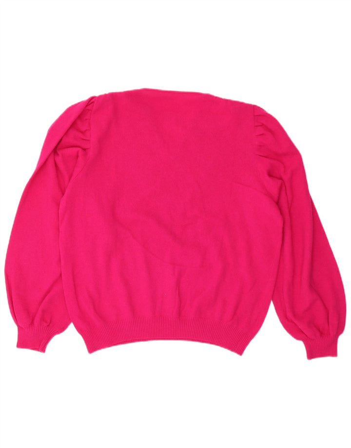 Damski sweter VINTAGE z dekoltem w kształcie litery V IT 50 XL Różowa wełna