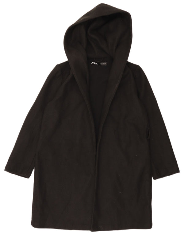 Damski płaszcz oversize z kapturem Zara UK 10, mały, czarny poliester