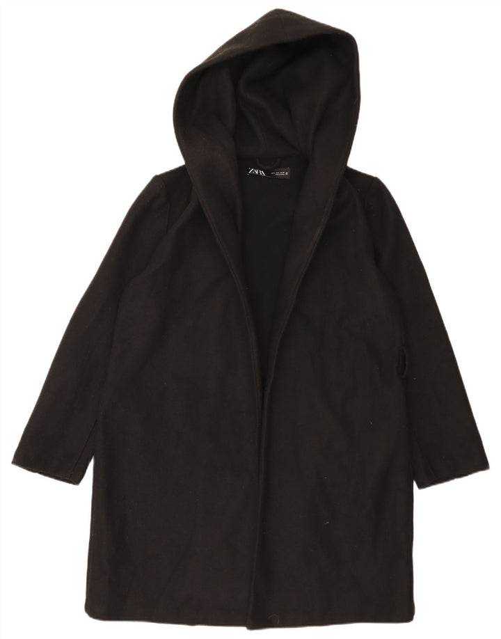 Damski płaszcz oversize z kapturem Zara UK 10, mały, czarny poliester