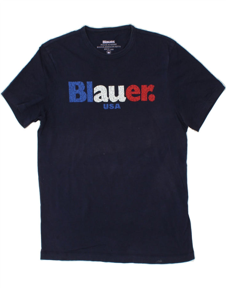 BLAUER Mens Graphic T-Shirt Top Medium Navy Blue Cotton Vintage Blauer and Second-Hand Blauer from Messina Hembry 