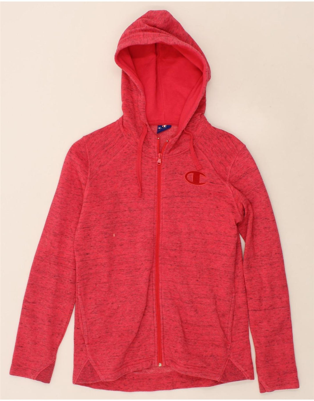 CHAMPION Womens Zip Hoodie Sweater UK 12 Medium Red Flecked Vintage Champion and Second-Hand Champion from Messina Hembry 