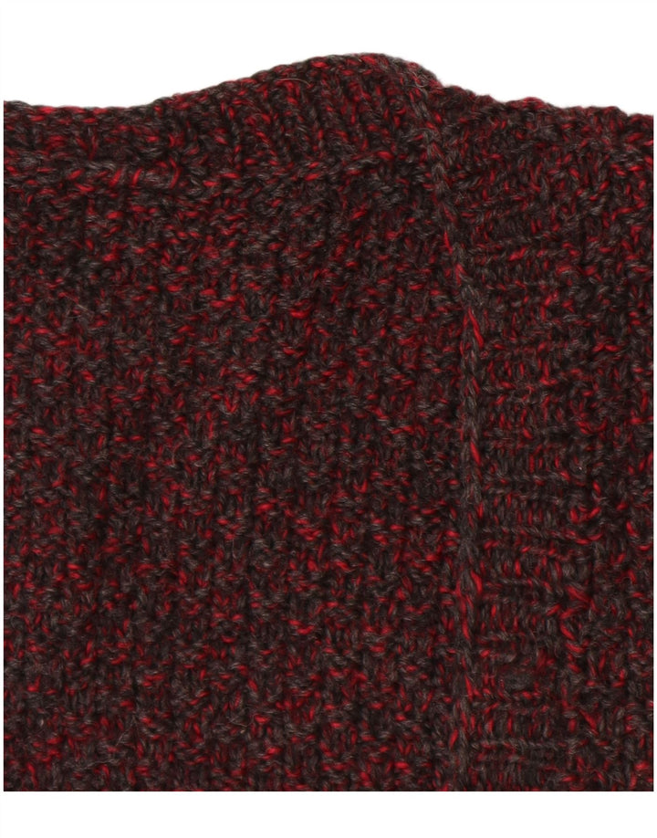 Damski sweter bez rękawów w stylu VINTAGE UK 14, duży, bordowy, nakrapiany