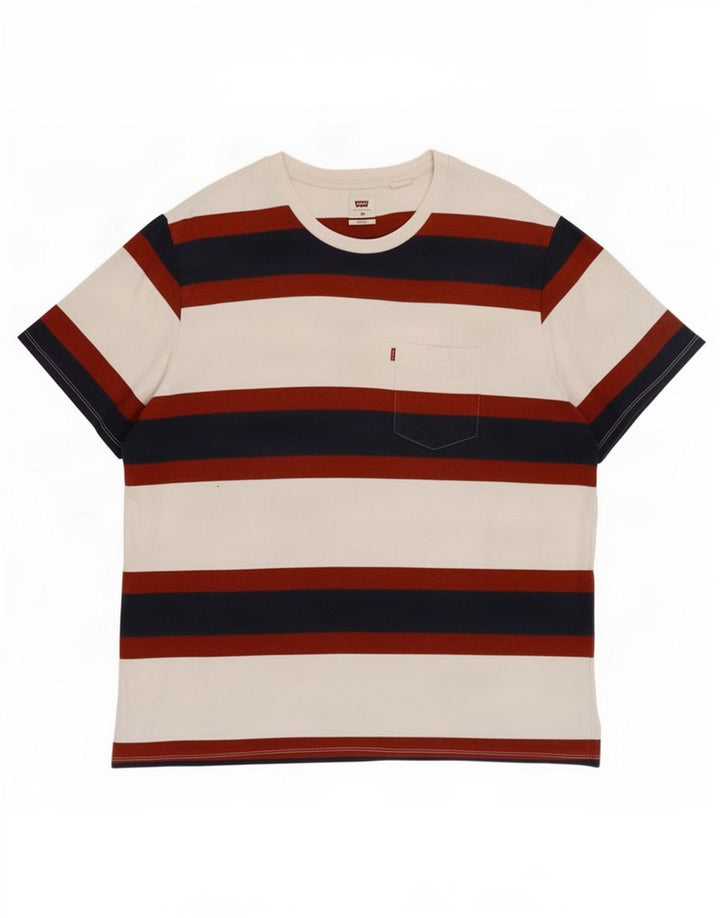 Męski T-shirt Levi's o swobodnym kroju, XL, bawełniany w białe paski
