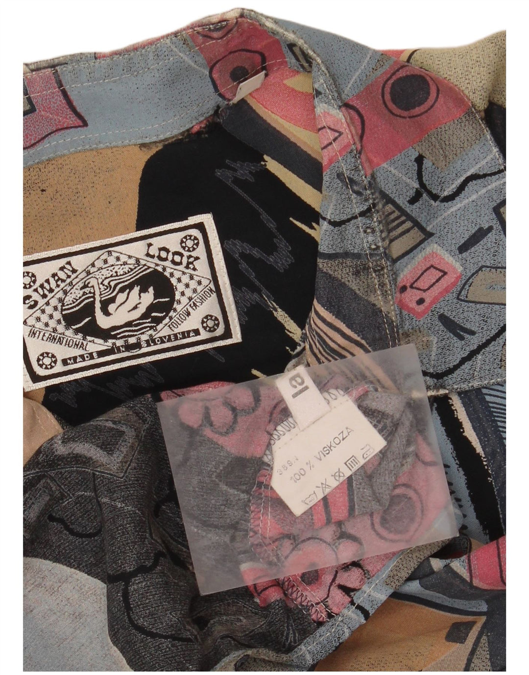 Vintage męska ponadgabarytowa koszula w abstrakcyjny wzór, duża, wielobarwna, retro