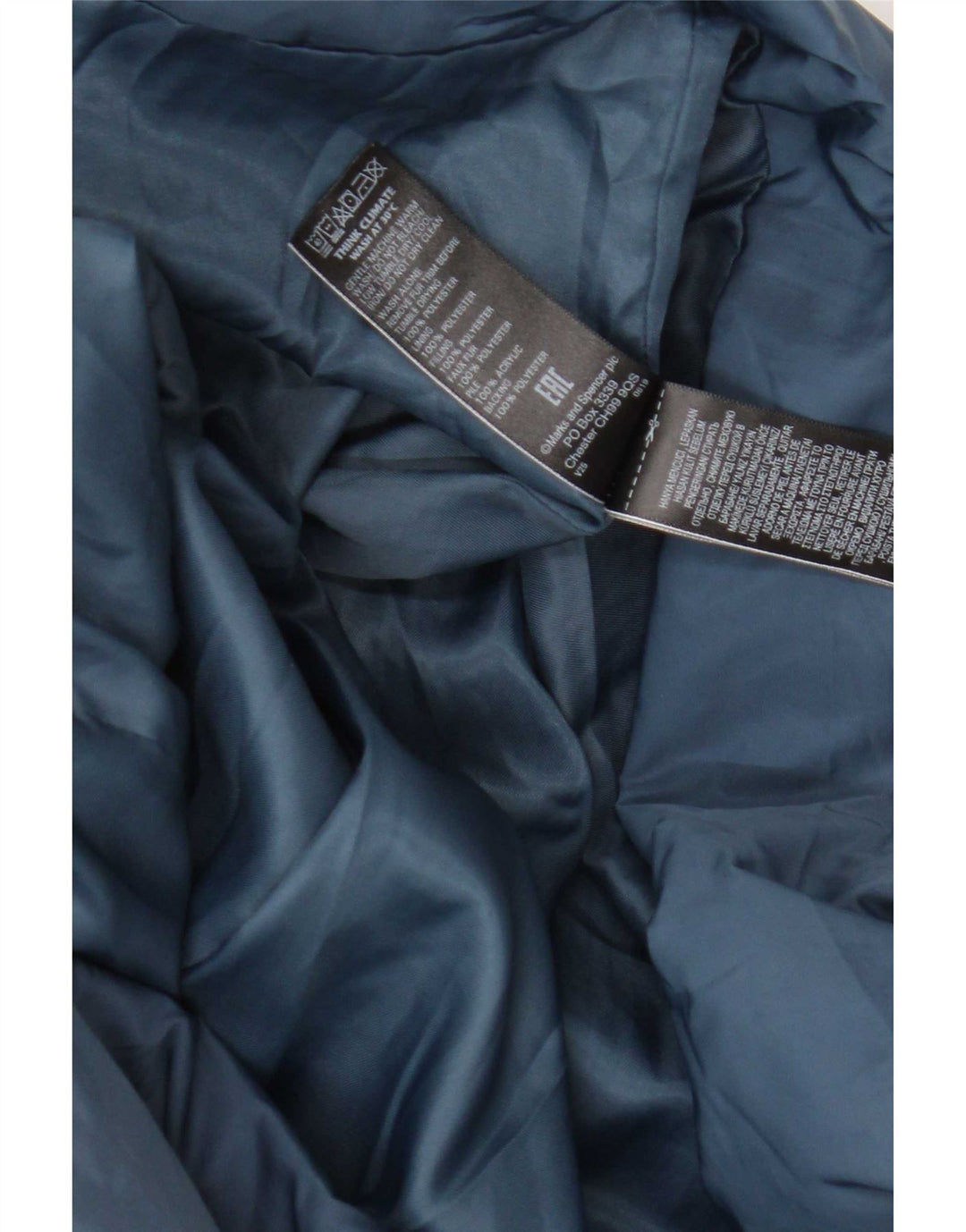 Marks & Spencer Damski ocieplany płaszcz z kapturem UK 20 2XL Granatowy poliester