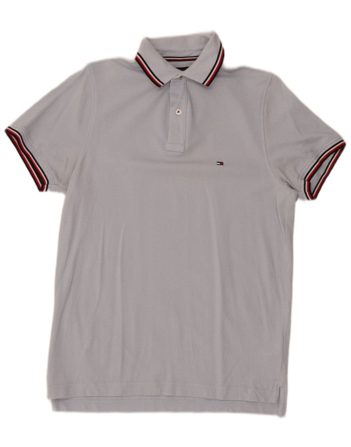 Męska koszulka polo slim fit TOMMY HILFIGER, mała, niebieska, bawełniana