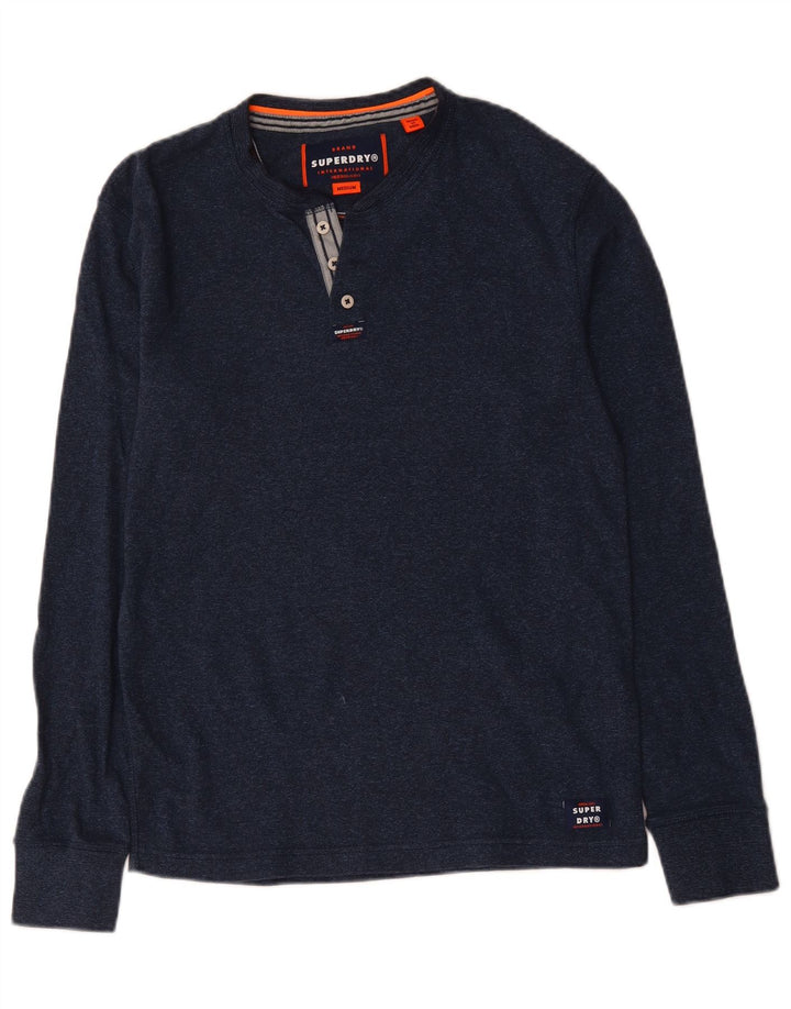 Męski top Superdry z długim rękawem, średni granatowy, bawełniany